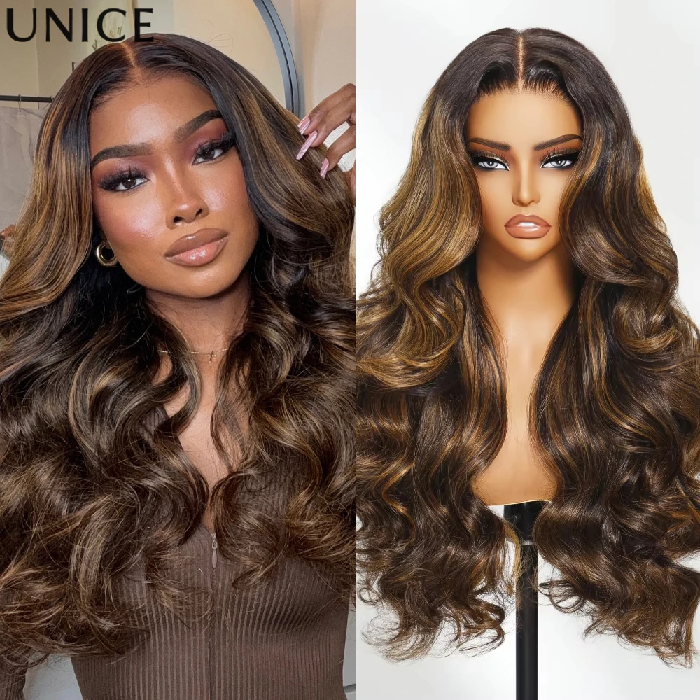 UNice Bye-Bye Slip™ 7x5 Lace Balayage Highlight Body Wave Wig Pre Cut Pre Bleached Glueless Human Hair Wig Ready To  Wear