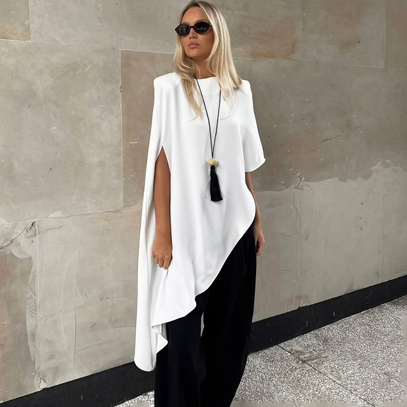 Abito lungo in raso alla moda Ticketsx, tinta unita, patchwork, senza maniche, slim, asimmetrico, elegante, da lavoro, streetwear, abbigliamento da donna
