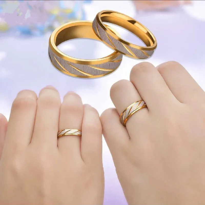 Edelstahl Gold Farbe Wellenmuster Paar Ring Titan Stahl Hochzeit Verlobungsring Versprechen Ring Schmuck Geschenk
