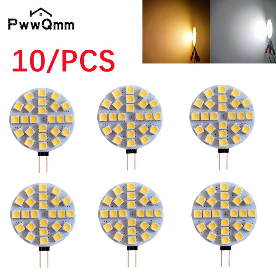 4.8 ワット G4 ソケット 5050 SMD LED 電球 DC 12 V 交換ハロゲンバイピンランプ LED 電球 1.2 ワット 1.8 ワット 2.4 ワットウォームホワイト/コールドホワイト LED ライト