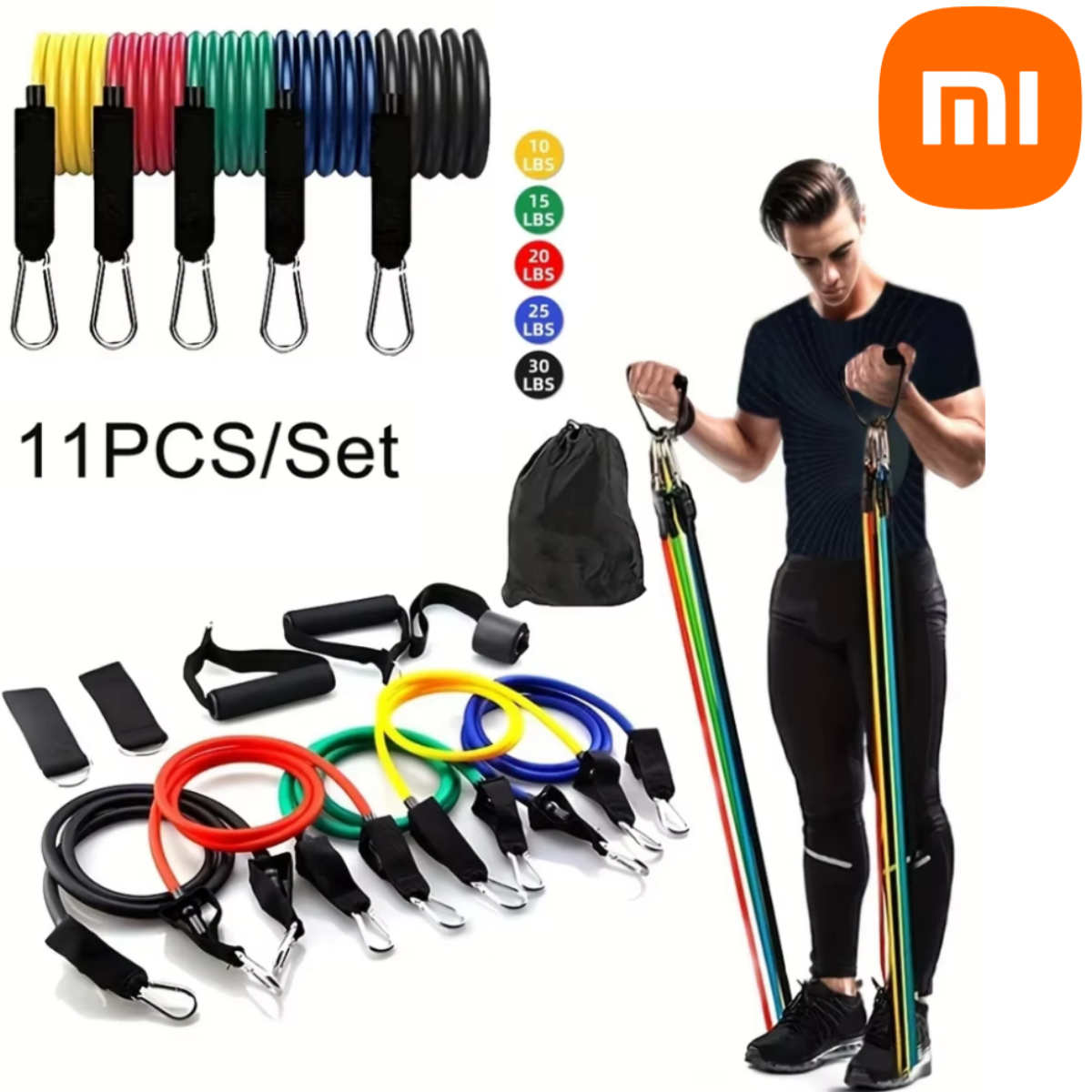 Xiaomi 11 шт./компл. тянущая веревка, эспандеры, портативное оборудование для фитнеса, ремешок на щиколотке, расширитель груди, эластичная лента для упражнений