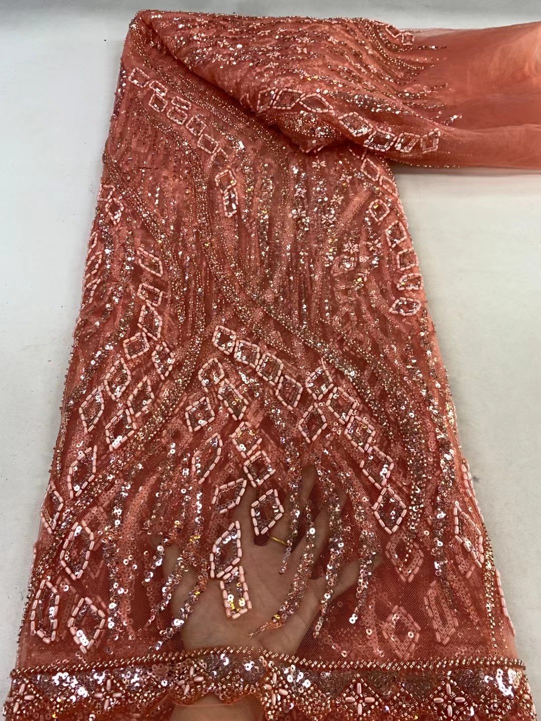 NigWin-Tissu Africain en Dentelle de Haute Qualité, Paillettes Perlées, Filet Français pour la Couture de Robes de Soirée et de Mariage, 5 Yards, 2025