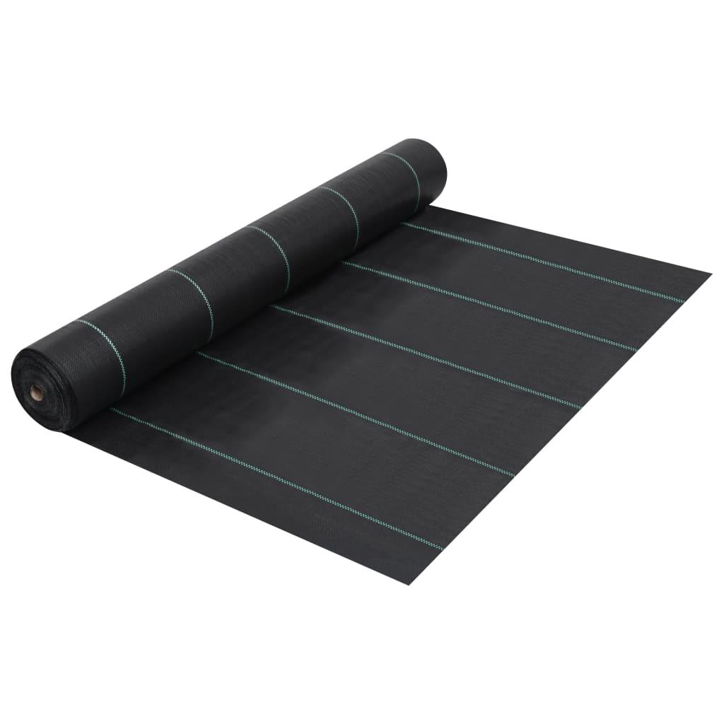Tessuto nero per il controllo delle erbacce 2x10 m PP Copertura per il terreno da giardino Tappetino anti-erba Panno paesaggistico resistente