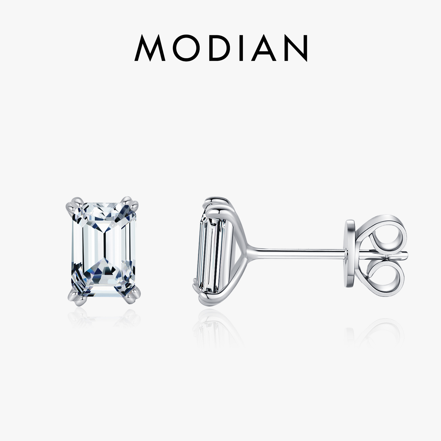 Modian 925 prata esterlina simples corte esmeralda cz brincos hipoalergênicos para mulheres casamento noivado jóias finas