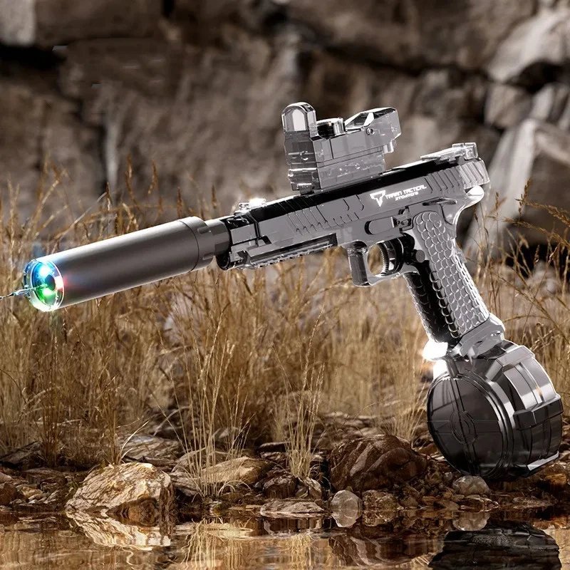 Juguetes de tiro con pistola de agua eléctrica Super automática de Águila del desierto, nuevas luces intermitentes coloridas, batalla de piscina de playa, regalos para niños y adultos