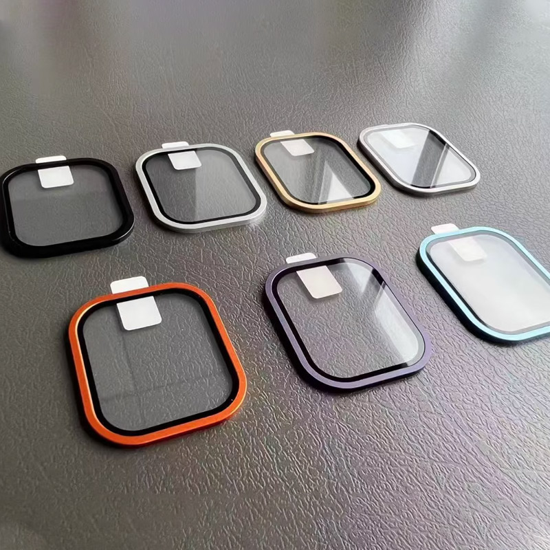 Vidrio templado para Apple Watch Ultra 49mm marco de Metal de titanio película antiarañazos para la serie Ultra 2 Protector de pantalla 2035