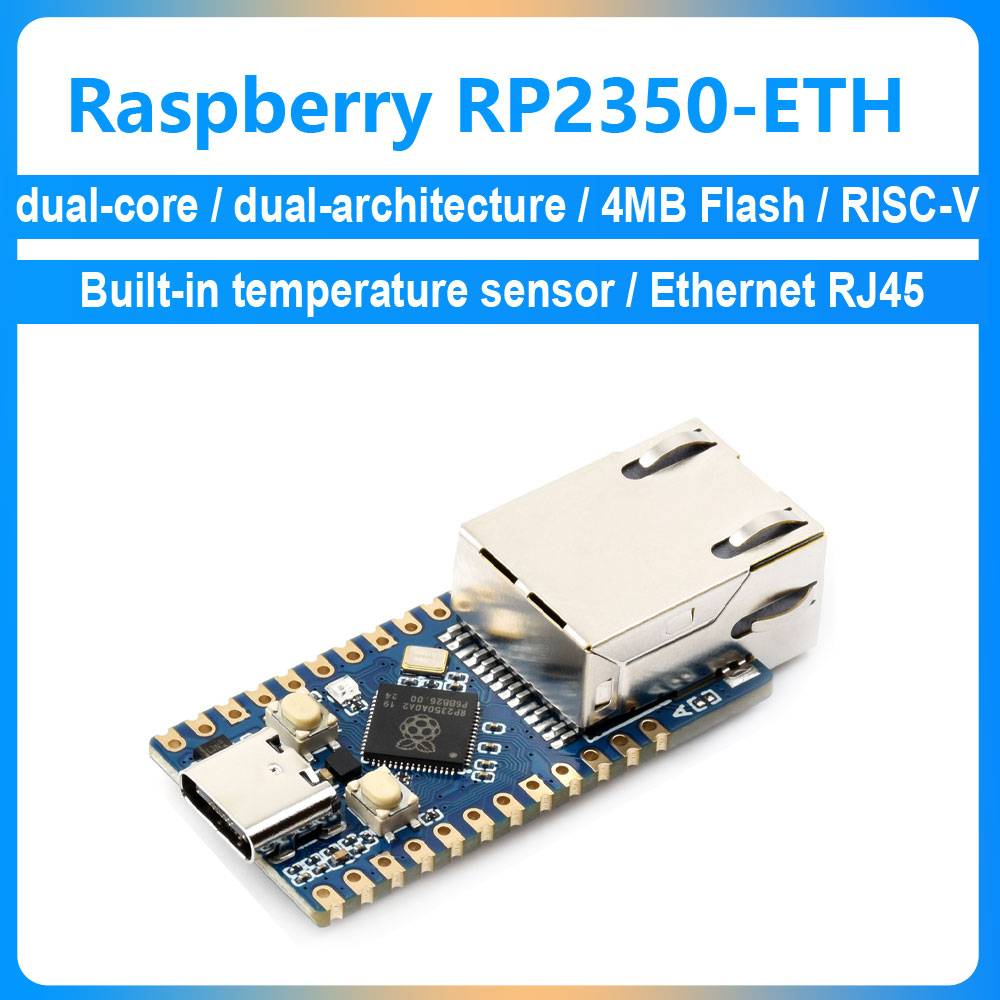 Raspberry Pi Pico 2 RP2350 ETH RP2350A chip CH9120 TCP/UDP jaringan Ethernet sensor suhu bawaan 4MB Flash/520KB SRAM