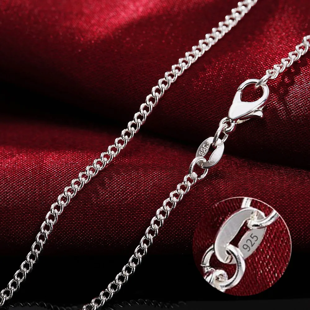Hot nice 925 Sterling Silver Necklace 16-30 Inches 2MM String Chain For Women Men High Quality Jewelrys Gifts 40-70cm