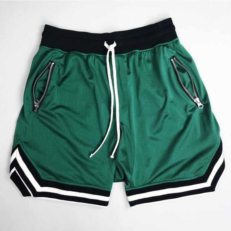 Pantalones cortos con cordón y bolsillo con cremallera para hombre, ropa deportiva, transpirables, de secado rápido, cómodos, holgados, a juego de colores,