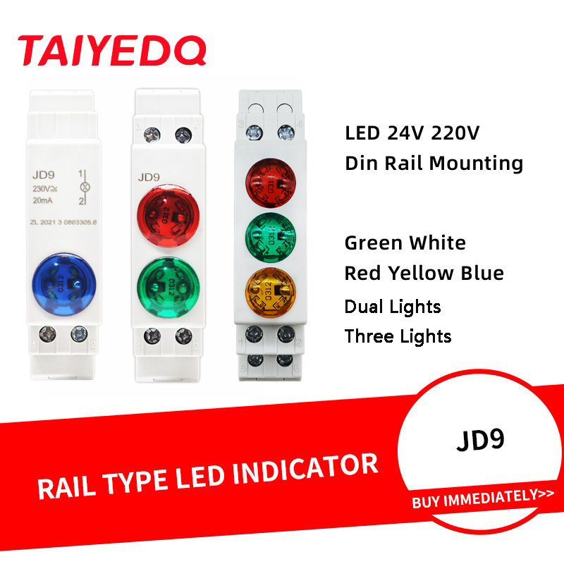 1PC Led Rail Typ Signal Licht Dual/Drei Lichter Leistungsschalter Verteilerkasten Schrank Power Anzeige 24V 220V 230V JD9