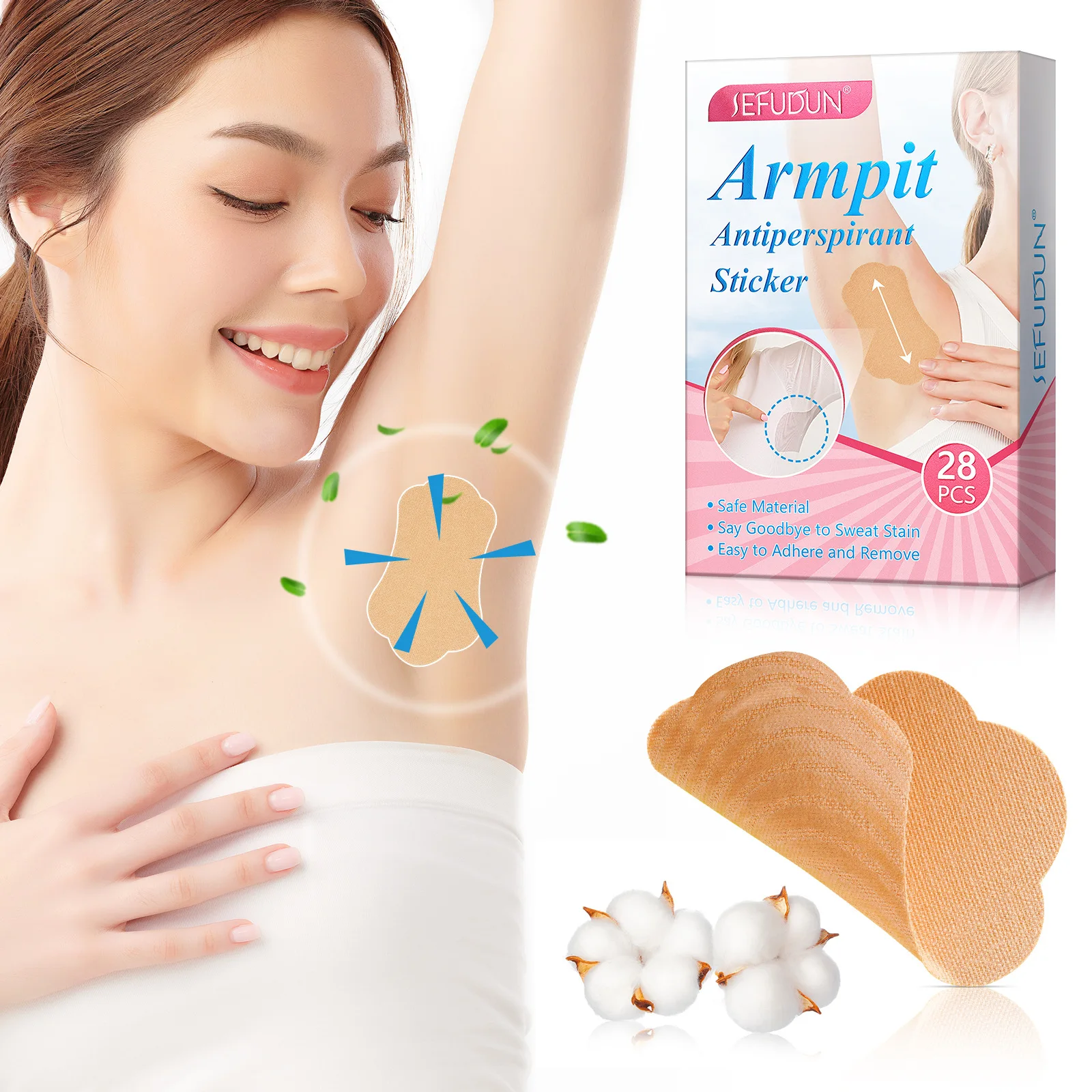 Almohadillas desechables para axilas, pegatinas para el sudor, parche absorbente fuerte, desodorantes, 28 piezas