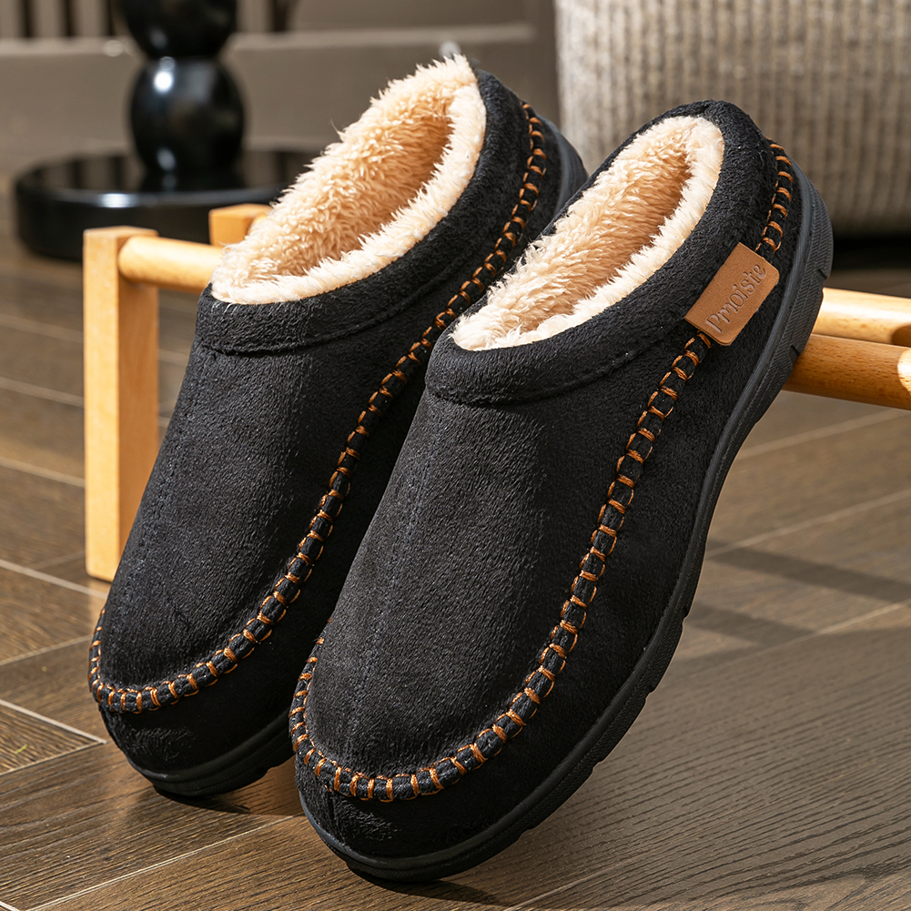 Winterse heren suède pantoffels met TPR zool, antislip, warm en comfortabel, met memory foam, casual schoenen voor binnen.