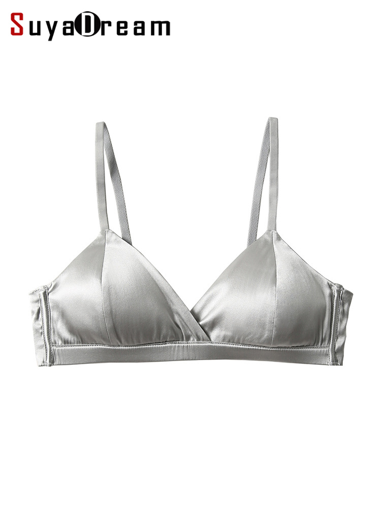 SuyaDream, sujetadores de seda sin aros para mujer, forro de seda Natural, 3/4 tazas, sujetador de uso diario, ropa interior 2025, ropa íntima plateada
