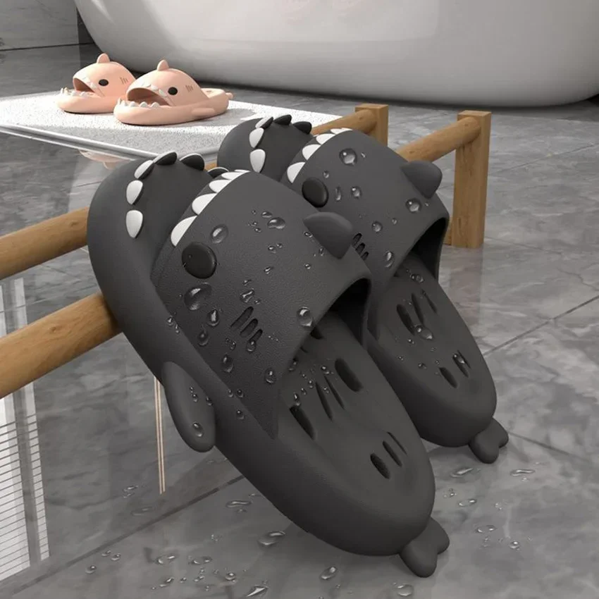 รองเท้าแตะ Shark Slides Clapper House สำหรับผู้ชาย พื้นหนานุ่ม สวมใส่สบาย เหมาะสำหรับฤดูร้อน ชายหาด ในบ้าน รองเท้าแตะ Eva แบบแบนสำหรับผู้หญิง กันลื่น ดีไซน์ตลก