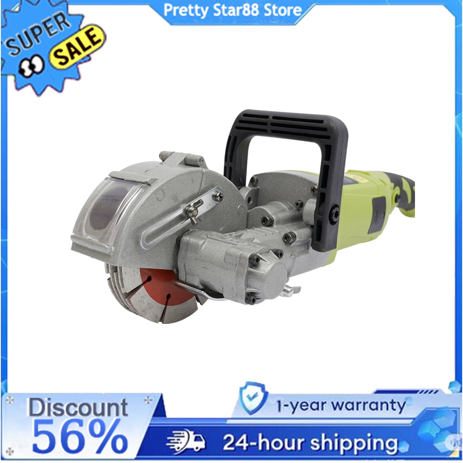 Mesin Slotting 4KW Bebas Debu, Alat Pemotong Dinding dengan Gagang Anti Selip untuk Alur Marmer dan Dinding, Mesin Pemotong 6500RPM