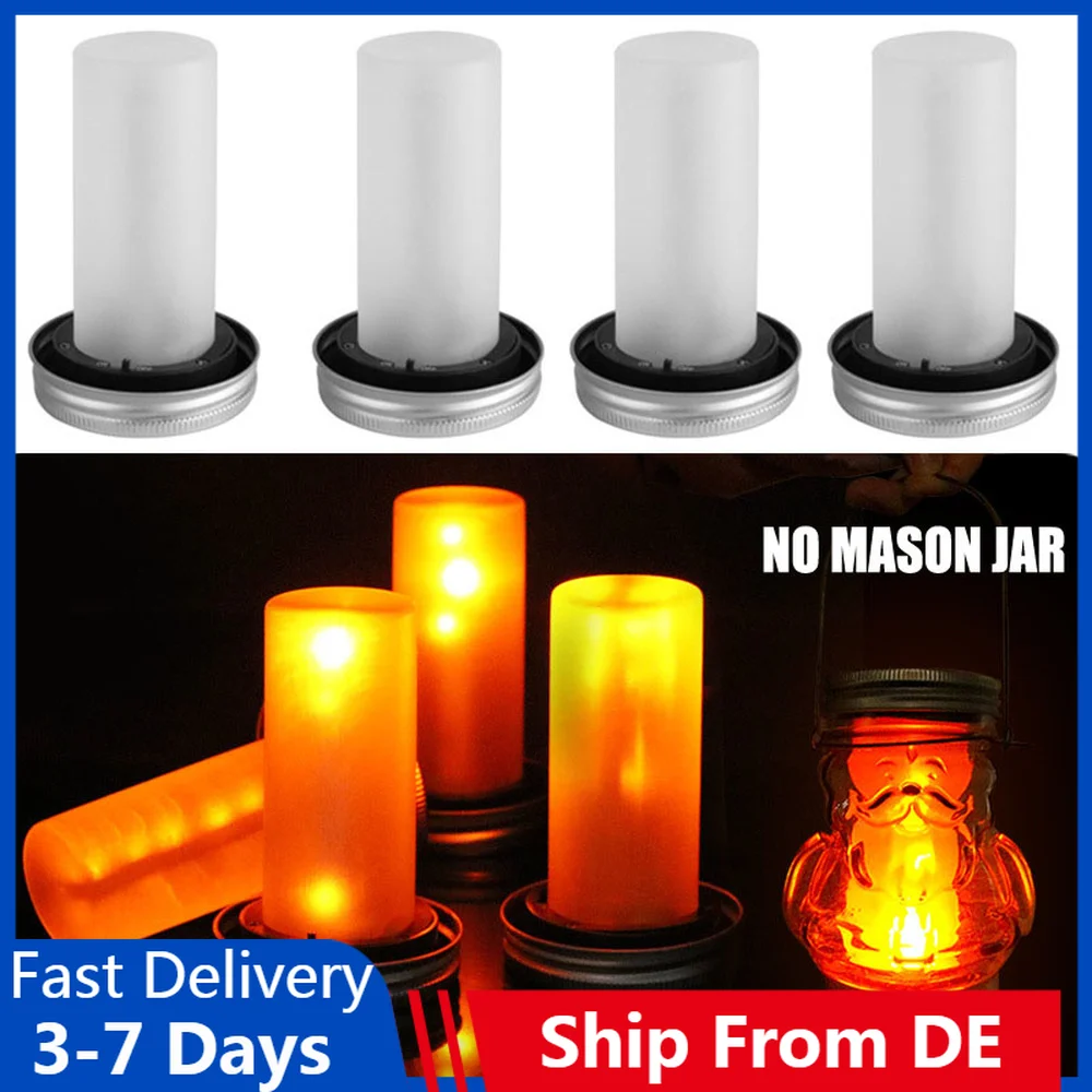 Solar LED Mason Jar luz iluminada antorcha llama cálida LED exterior interior Navidad decorativa farola linterna jardín botella luces