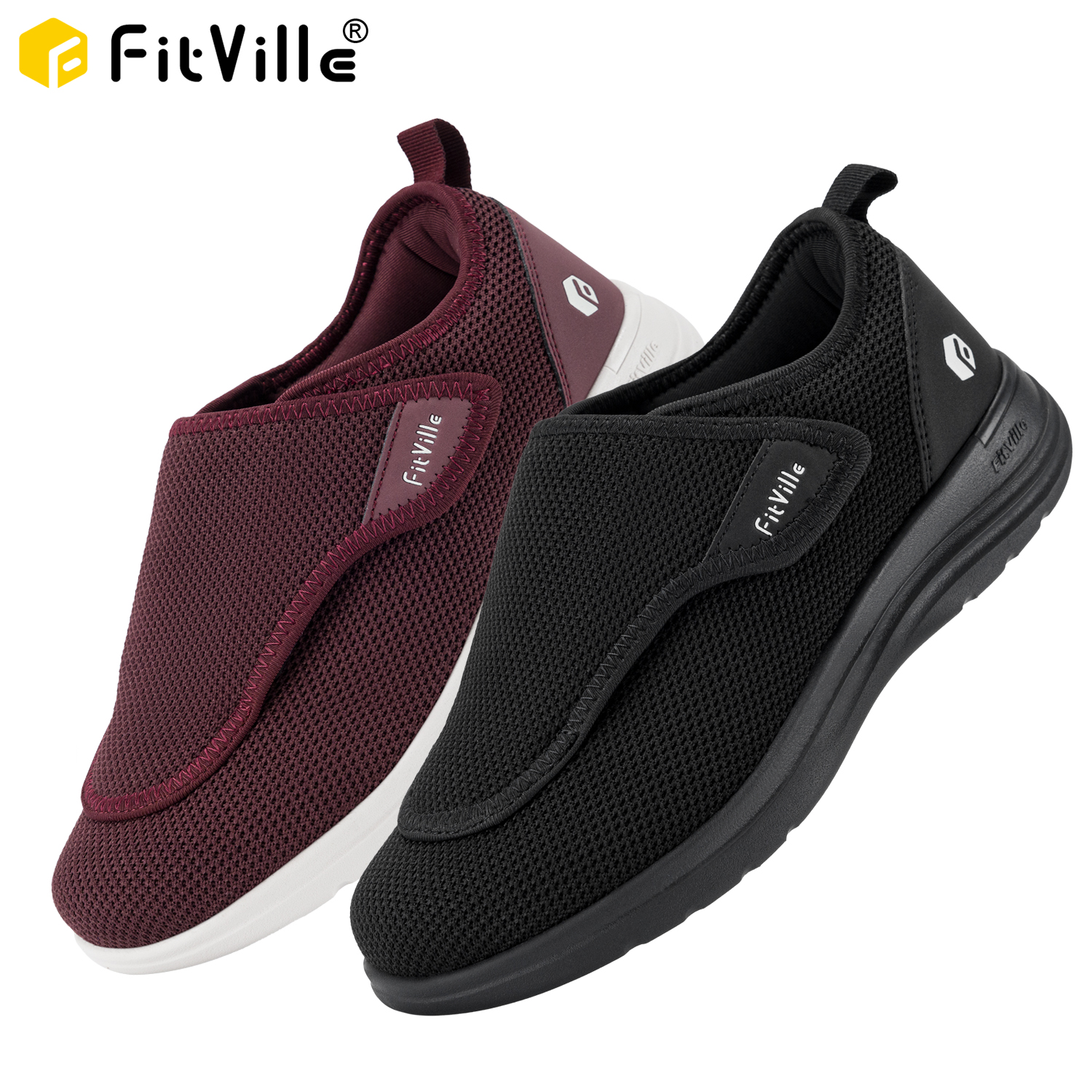 Fitville scarpe da donna ampia larghezza scarpe diabetiche che camminano Casual traspiranti per piedi gonfi anziani sollievo dal dolore al piede neuropatia