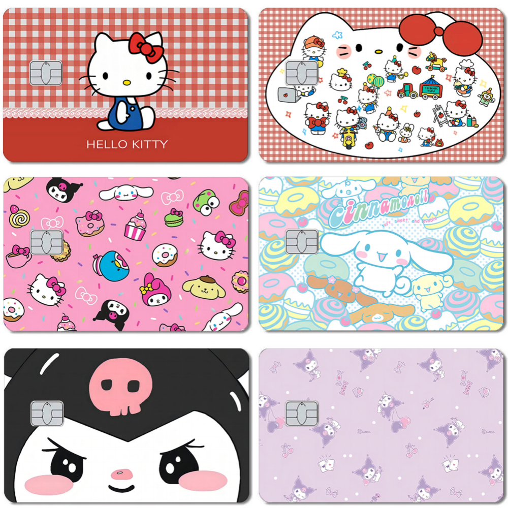Sanrio Hello Kitty My Melody Cinnamoroll Kuromi 2.5D HD PVC เทปฟิล์มผิวสําหรับบัตรเครดิตบัตรเดบิตสติกเกอร์กันน้ํา