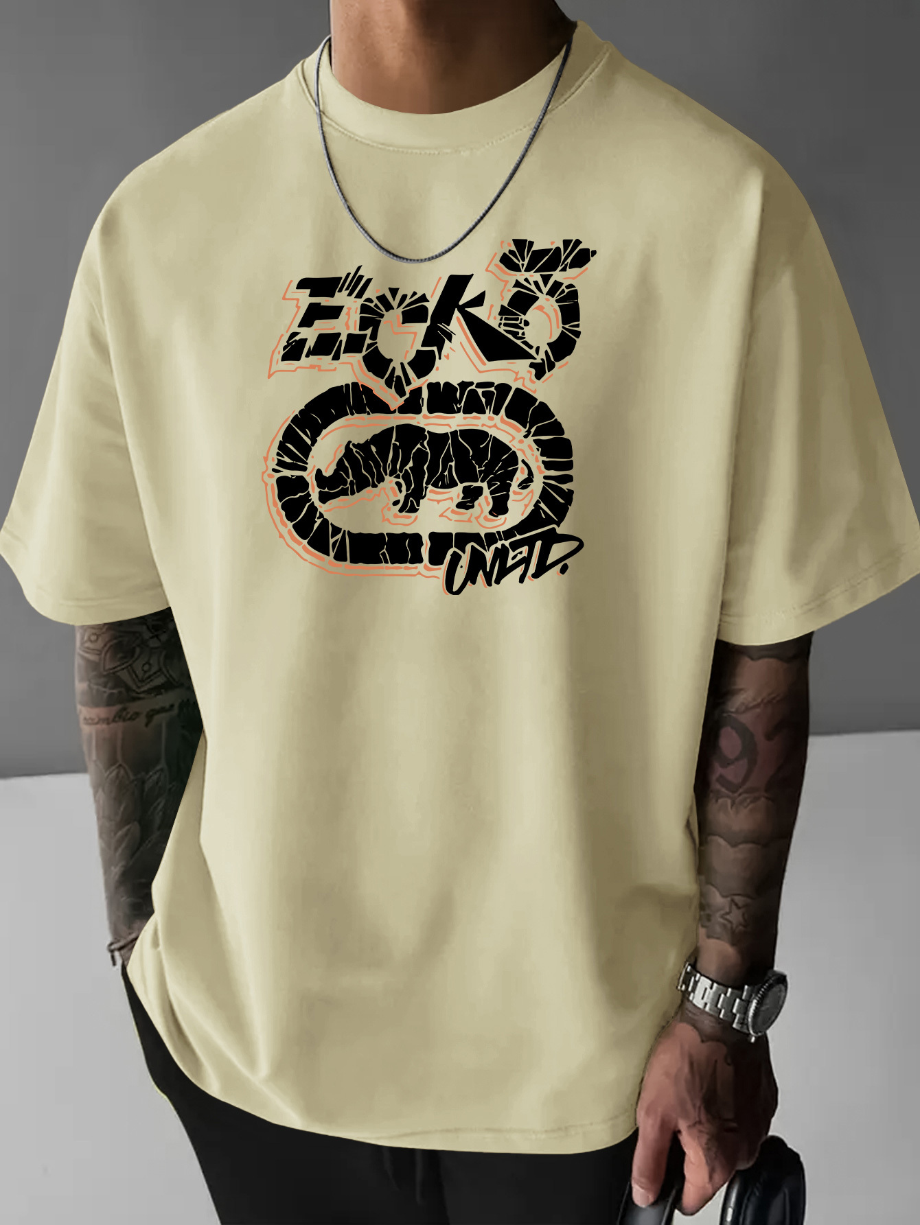 T-shirt Casual da Uomo 100% Cotone, Stampa con Lettere alla Moda, Traspirante, Girocollo, Manica Corta