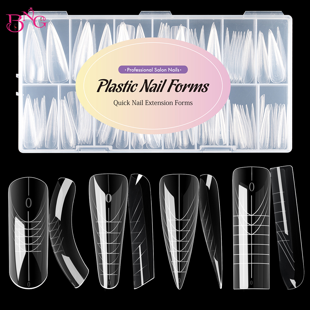 BNG Wide Size Dual Forms Nails Square Coffin Almond Nail Extension Mold Накладные кончики ногтей УФ-гель Quick Building Mold Инструмент для маникюра