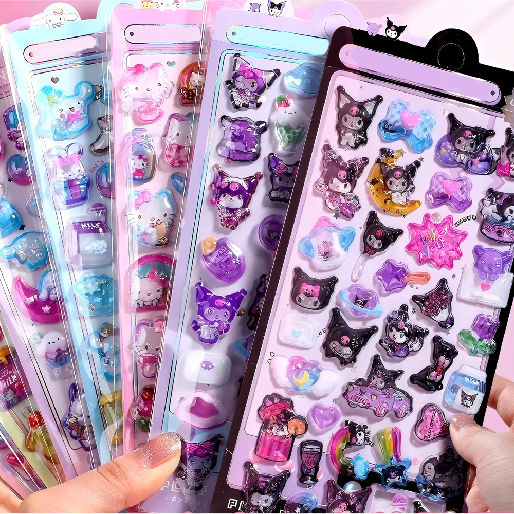 Cartoon Sanrio Characters Kuromi My Melody 3D Three-dimensional Embossed Luminous Stickers Cute Creative DIY Decoration Sticker