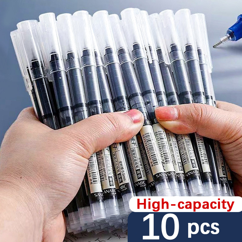 10 Stück hochwertige Gelstifte mit Nadelspitze, gerader Flüssigkugelschreiber, Kawaii-Schreibwaren, Schul- und Bürobedarf, Schreibfarben