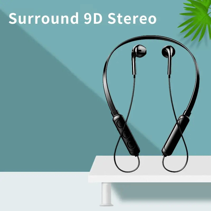 Bluetoothワイヤレスヘッドフォン,ネックペンダント,ステレオ,ノイズリダクション,ユニバーサルスポーツマイク