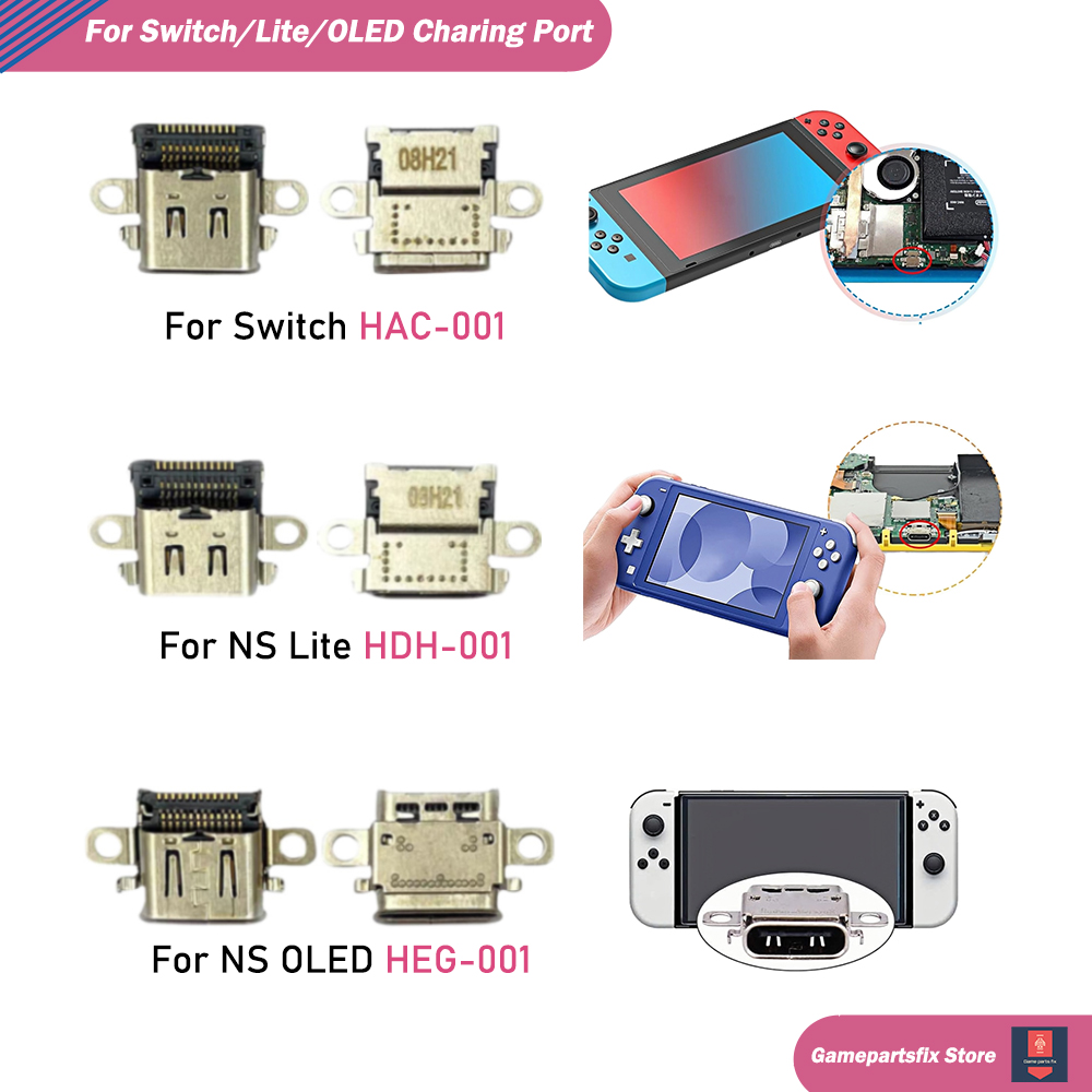 2/5/10pcs Charging Socket Port Type-C Power Connector USB Charging Port Dock for Nintendo Switch NS Lite NS OLED Game Consoles