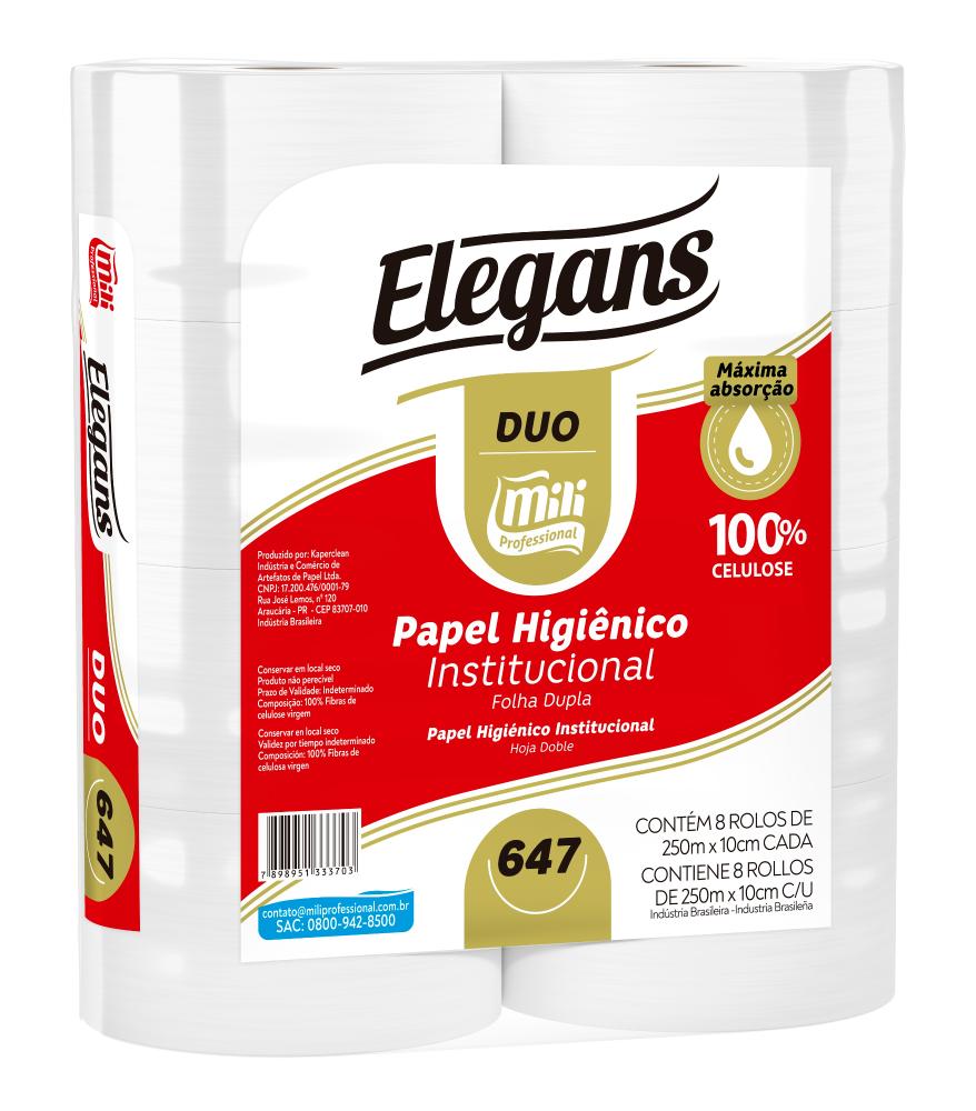 Hygienic Paper Roll Double Sheet Double Elegans Mili 100% 10X250 8Un