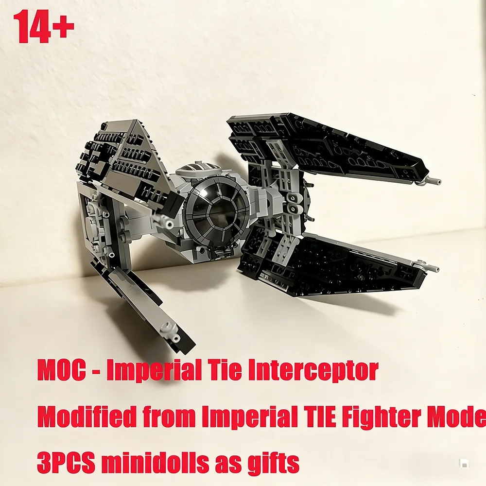 Blocos de Montar MOC TIE Fighter, Modelo de Caça Espacial da Guarda Imperial, Brinquedo de Coleção Espacial STEM DIY para Crianças, 418 Peças