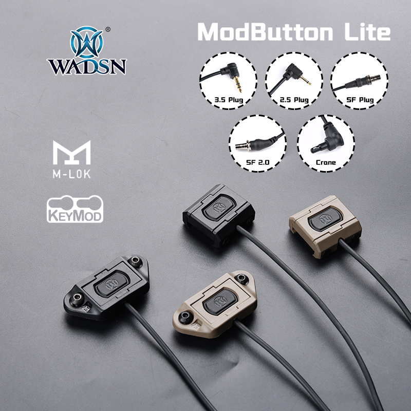 Wadsn m300 m600 interruptor remoto de pressão lanterna modbutton lite caber mlok keymod picatinny ferroviário interruptor laser dbal a2 peq15 ngal