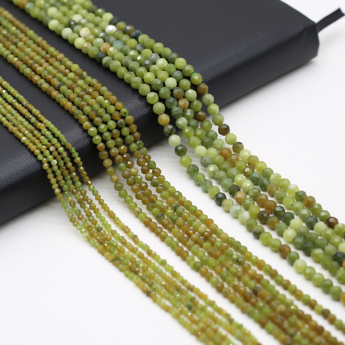 2 3 4mm Natural Gem Stone Beads Canadian Jade Nephrite Micro Faceted Loose Beads for Jewelry Making DIY Bracelets Necklace 14''