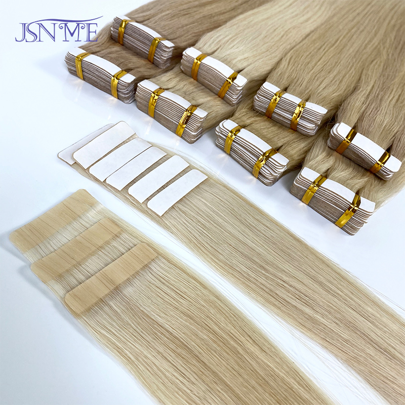 JSNME Tape In Human Hair Extensions 100% Echt Haar Tape In Haar Voor Vrouwen Natuurlijk Recht Zwart Bruin Blond 613 Voor Salon