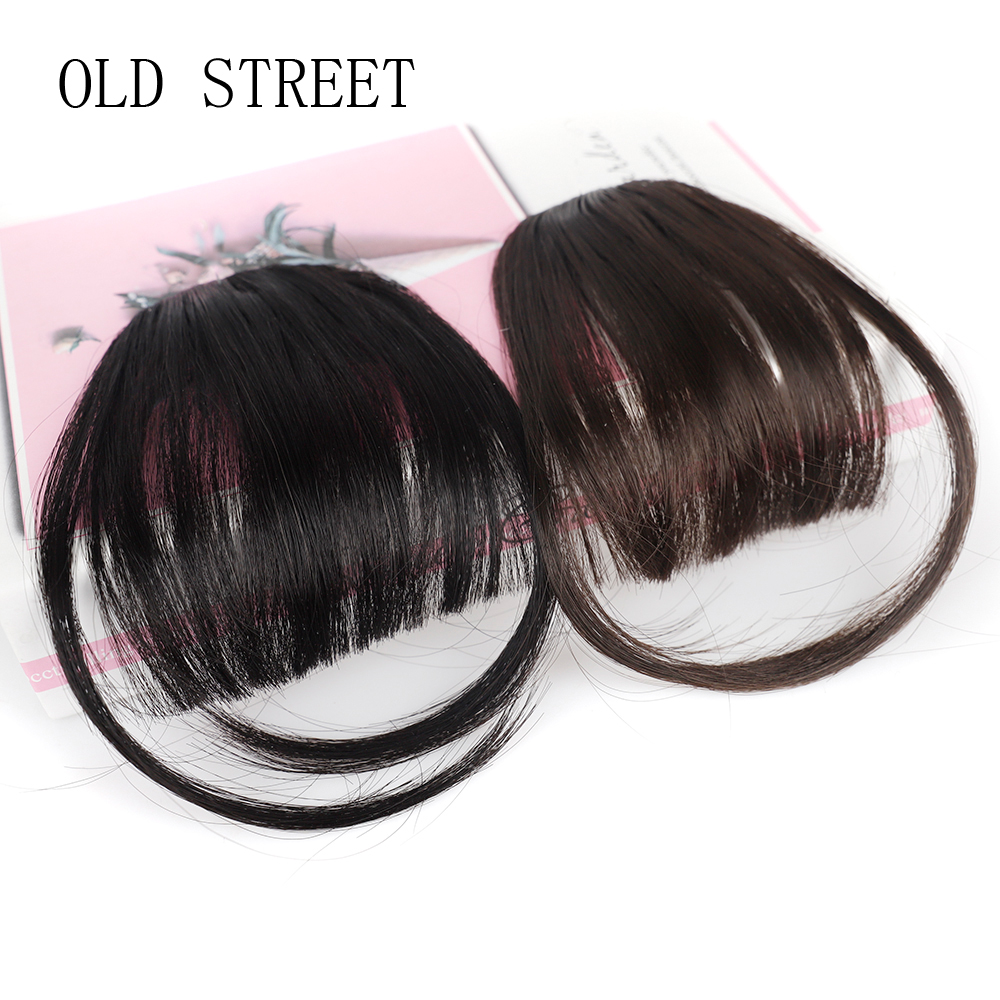 สังเคราะห์ Air Bangs ธรรมชาติสั้นสีน้ําตาลสีดําปลอมผม Fringe Extension 1 คลิปใน Hairpieces อุปกรณ์เสริมสําหรับหญิงสาว