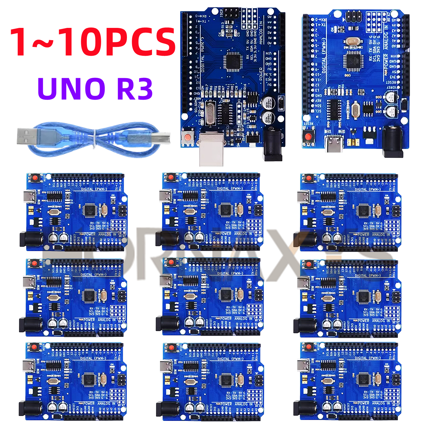 1-10 uds/alta calidad UNO R3 (CH340G) MEGA328P para Arduino UNO R3 + CABLE USB ATMEGA328P-AU Placa de desarrollo 16Mhz TYPE-C