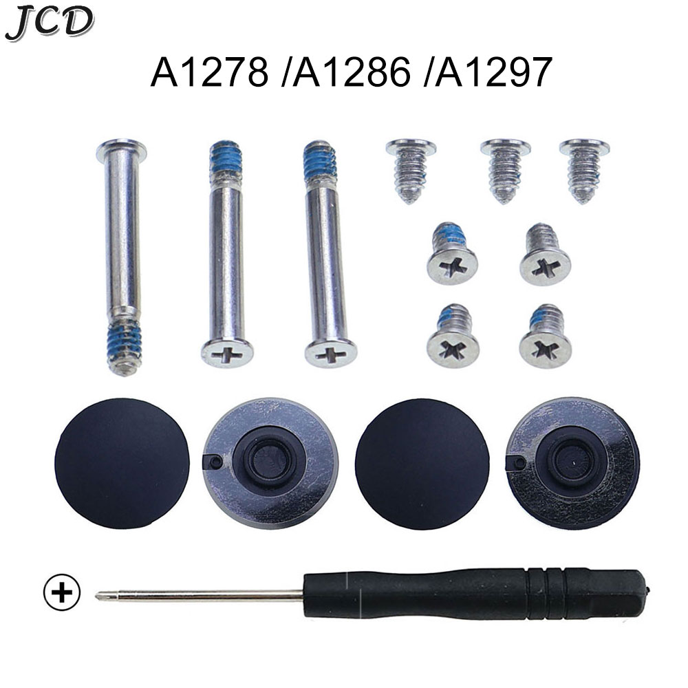 JCD 1Zestaw gumowych nóżek dolnej obudowy ze śrubami i śrubokrętem do Macbook Pro 13" 15" 17" A1278 A1286 A1297 2008 2009 2010 2011 2012