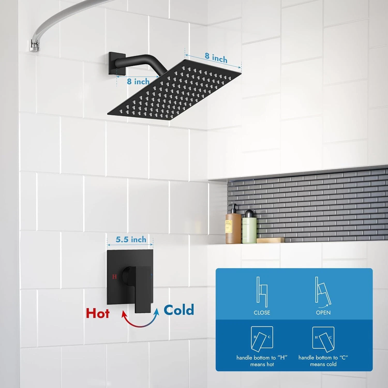 Badezimmer Wandmontiertes Duschsystem Set Quadratischer ultradünner Regenduschkopf Wasserhahn mit Mischventil-Set Edelstahlwerkzeuge