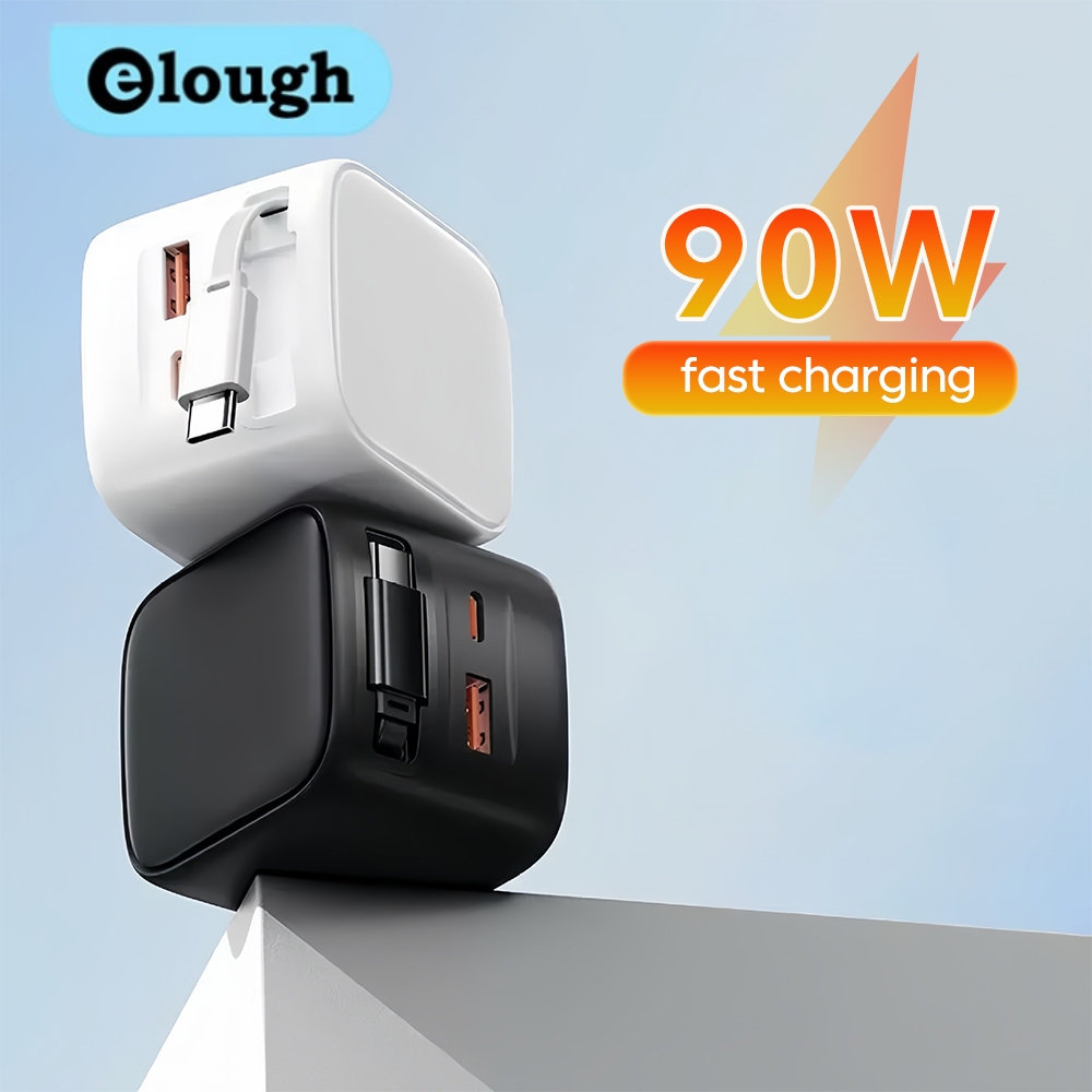 Elough PD 90W cargador de nitruro de galio Cable de datos recargable Compatible carga rápida para teléfonos iphone Huawei