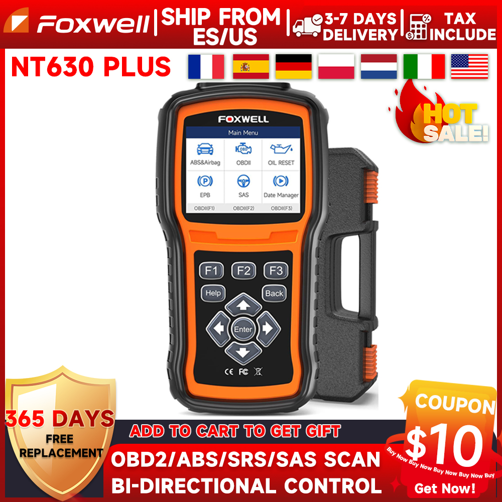 Foxwell NT630 Plus Code Reader OBD2 Automotive Scanner Engine ABS Airbag SAS Calibration Crash Data ODB Auto Car Diagnostic Tool