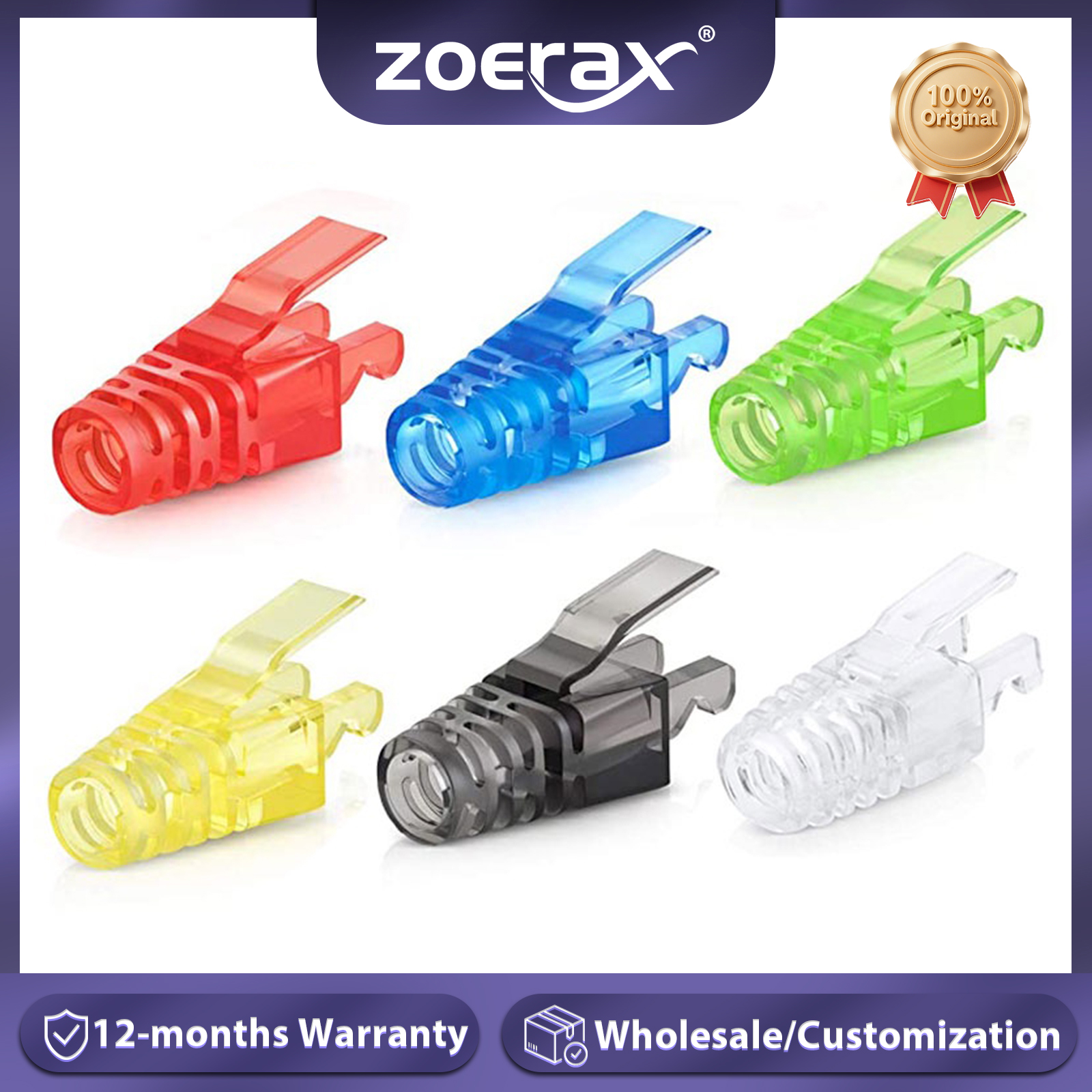 ZoeRax Colorful RJ45 CAT6 Strain Relief Boots Connector for Standard CAT6 Ethernet Cable LAN Cable Connector Boot Cover