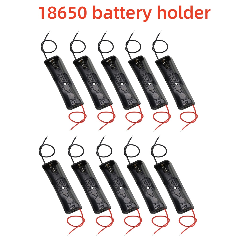 보조 배터리용 플라스틱 보관 케이스 10개, 150mm 리드선이 있는 18650 배터리 박스, 18650 배터리 1개 수납 가능