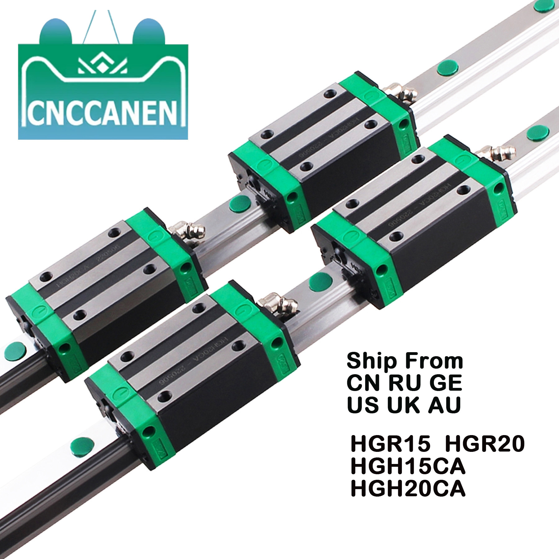 Carril lineal de guía cuadrada CNC HGR20 HGR15, 2 uds., cualquier longitud + 4 Uds. HGH15CA/HGH20CA, carro de bloque deslizante para grabado de enrutador CNC