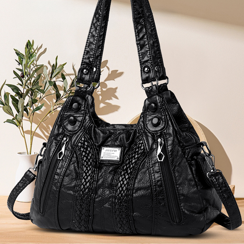 Sac à bandoulière rétro pour femmes, sac à bandoulière convertible de grande capacité et sac à main, cuir synthétique avec fermeture éclair, adapté pour da