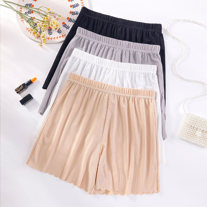 Pantaloncini di sicurezza a vita alta in seta di ghiaccio estivo da donna di grandi dimensioni da 150Kg 2XL 4XL 6XL 8XL Leggings pantaloncini Anti-vuoti nero bianco