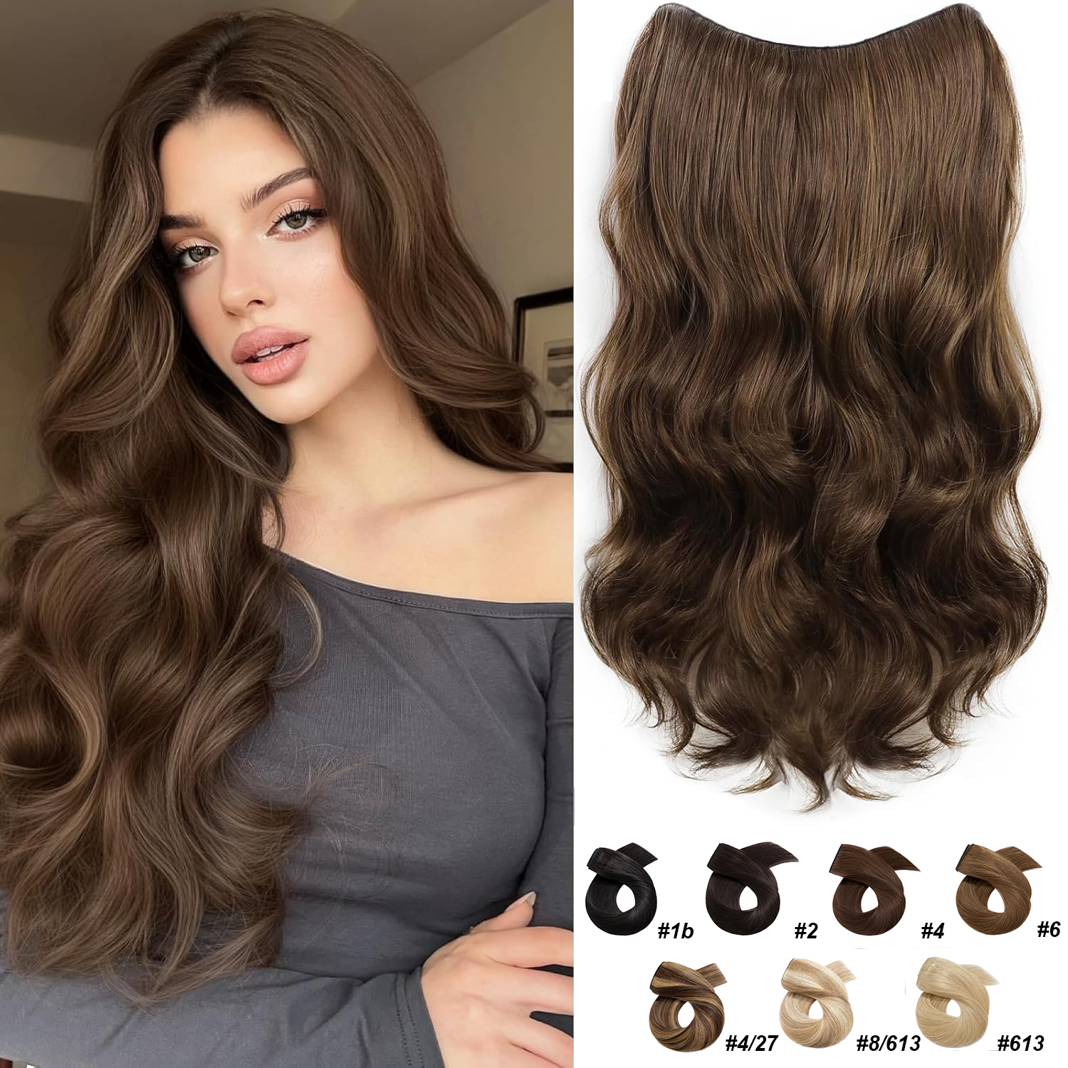 Bot recht Clip-in hairextensions 100% echt haar 5 clips 3/4 volledig hoofd Eén stuk Clip-in extensions van echt haar voor vrouwen