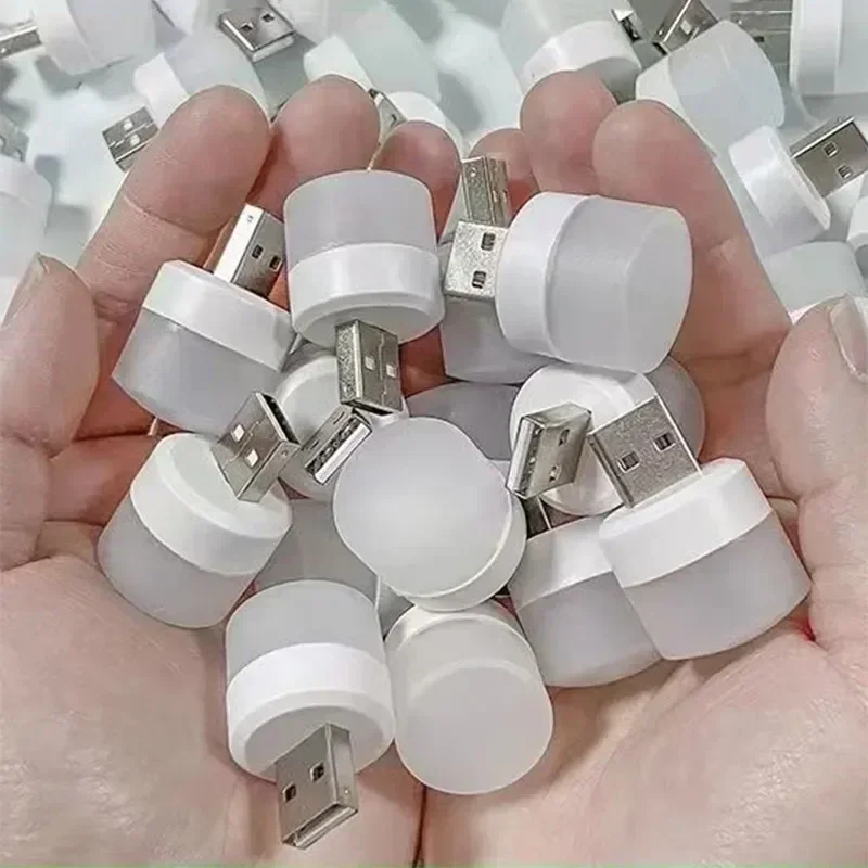 50/1 Uds Mini luz nocturna USB blanco cálido protección ocular libro luz de lectura enchufe USB ordenador móvil carga LED lámpara de noche