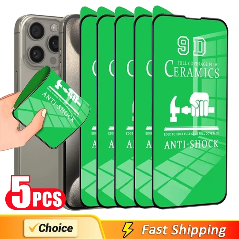 5Pcs HD Soft Ceramic Film For iPhone 14 11 12 13 15 Pro Max Mini 8 6 7 Plus Screen Protector For IPhone 16 XS MAX X XR Not Glass