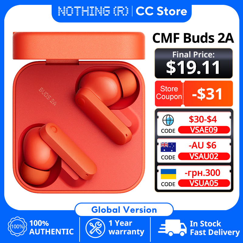Globale Version CMF by Nothing Buds 2A In-Ear Kabellose Kopfhörer 12,4mm Treiber 42dB ANC 4HD Mikrofone Lange Akkulaufzeit Geringe Verzögerung Bluetooth 5.4