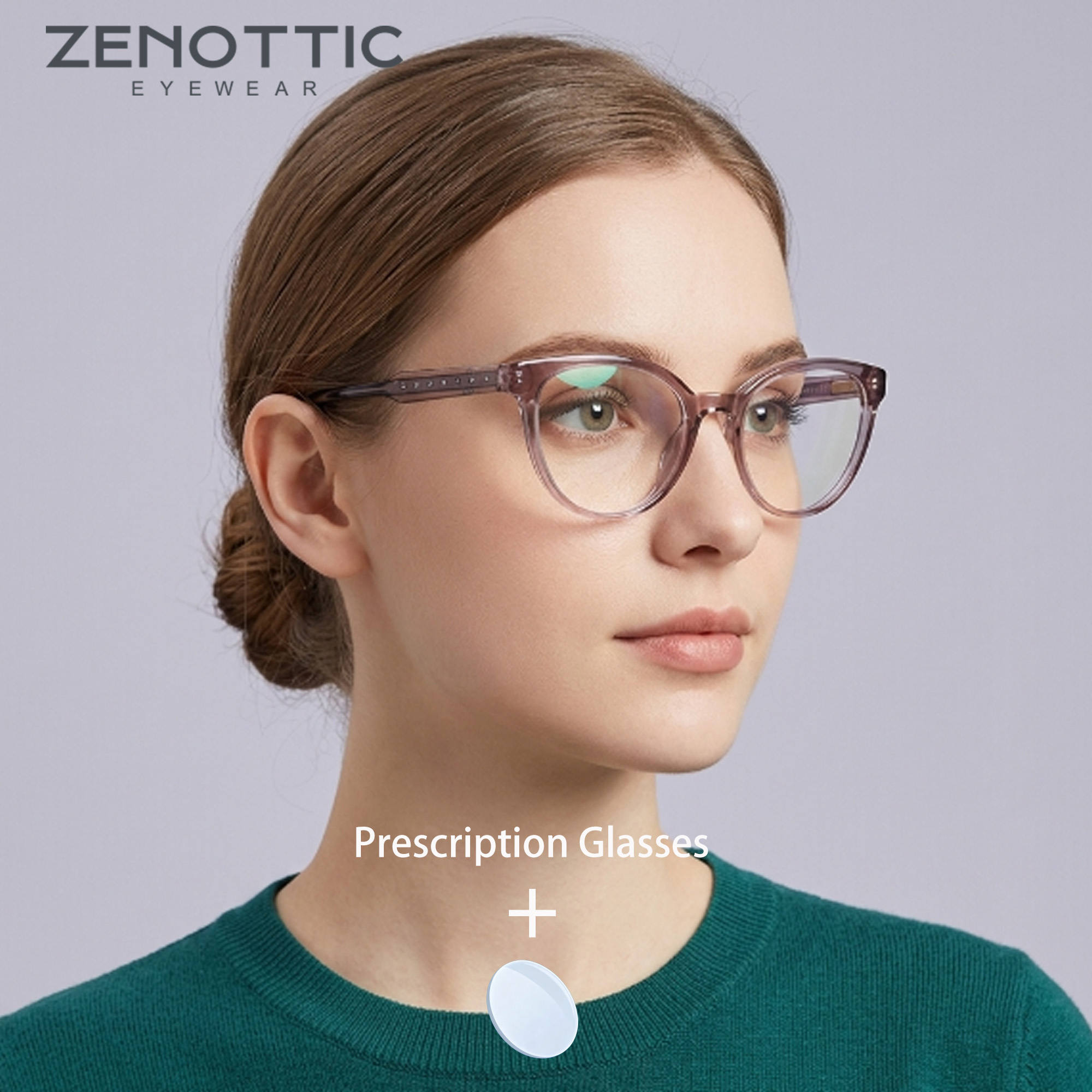ZENOTTIC-gafas graduadas redondas de acetato hechas a mano para mujer, lentes ópticas progresivas fotocromáticas antiluz azul, talla L