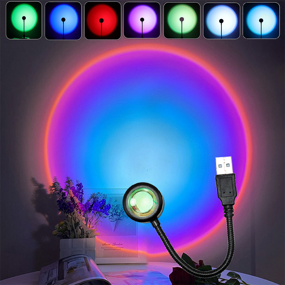 USB Sonnenuntergang Lampe LED Nachtlicht Projektor Regenbogen Fotografie Wand Atmosphäre Lichter Schlafzimmer Dekoration Hause Zimmer Dekor Geschenke